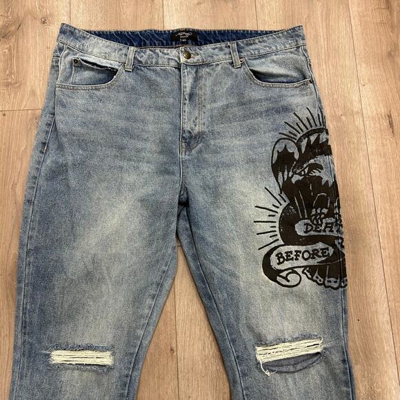 Ed Hardy Death Before Dishonor Denim Jeans size 40 B4 - Picture 2 of 7